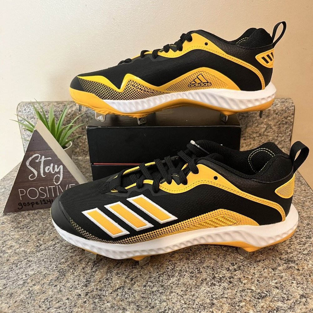 ✅ Adidas Icon 6 Bounce Metal Baseball Cleats‎ FV9346 Yellow/Black Men's Size 7.5